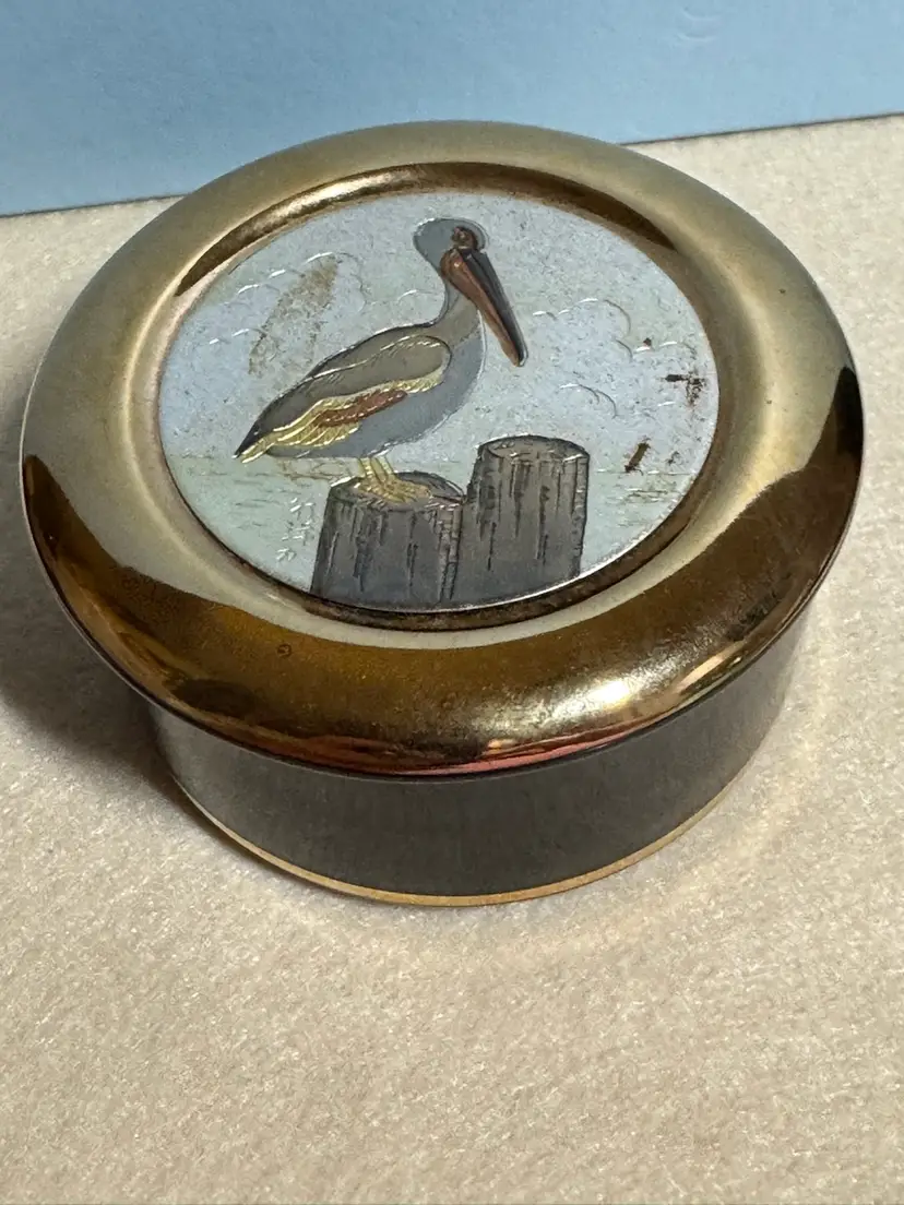 Chokin Pelican Trinket Box-contains Note From Owner & Feathers