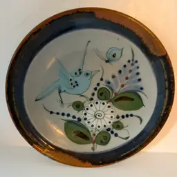 Ken Edwards Mexican Tonala Pottery Plate. 8.25” Signed By Artist