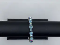 #06 My 1st Show Cuff Bracelet With Blue AB Rhinestones Rotating Large And Small