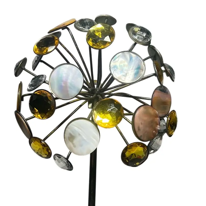 Vintage Jeweled Metal Sunburst Candle Holder