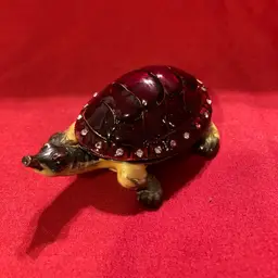 10. Metal Enamel Stoned Turtle Trinket Box