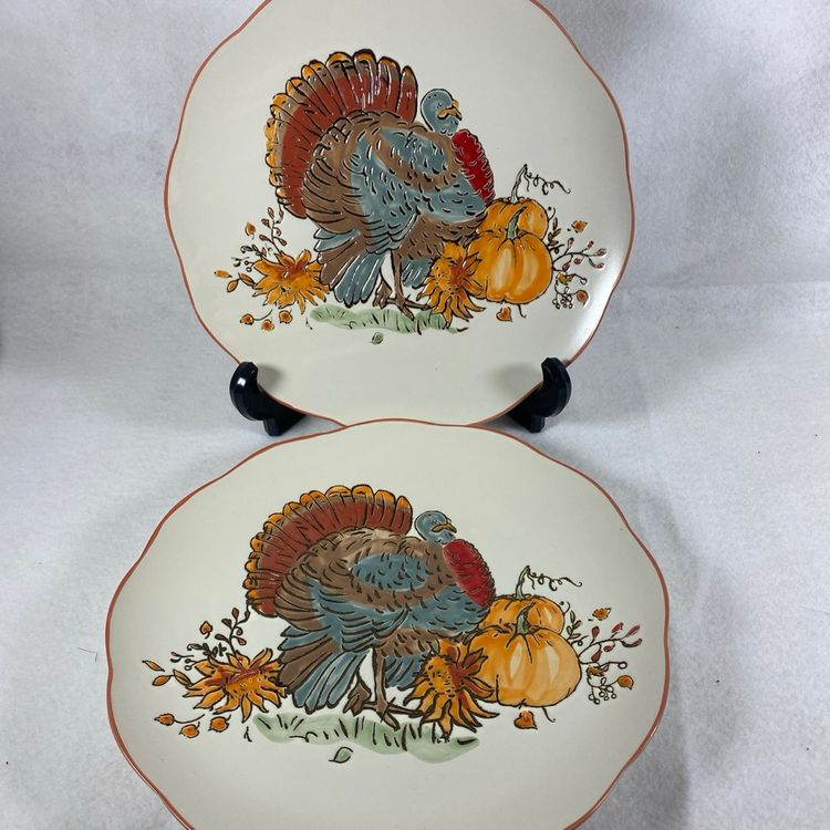 Rare Spectrum Desinz Turkey Dinner Plates Set Of 2. Excellent Condition 2018