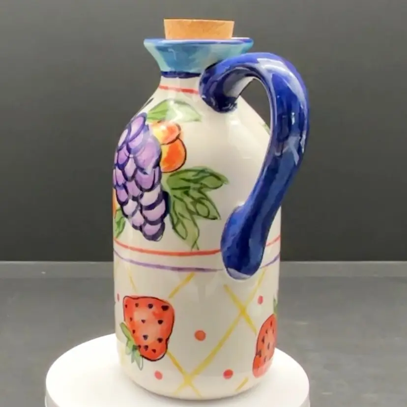 Hand-Painted Majolica Mixed Fruit Cruet Set *READ*