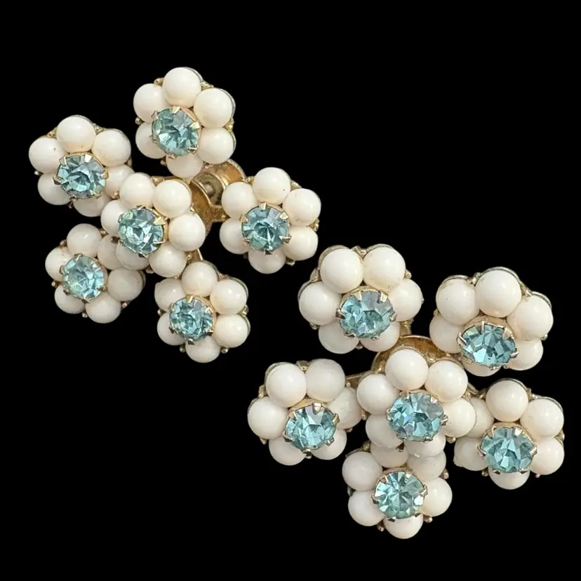 Vintage Coro Screw Back Rhinestone Earrings