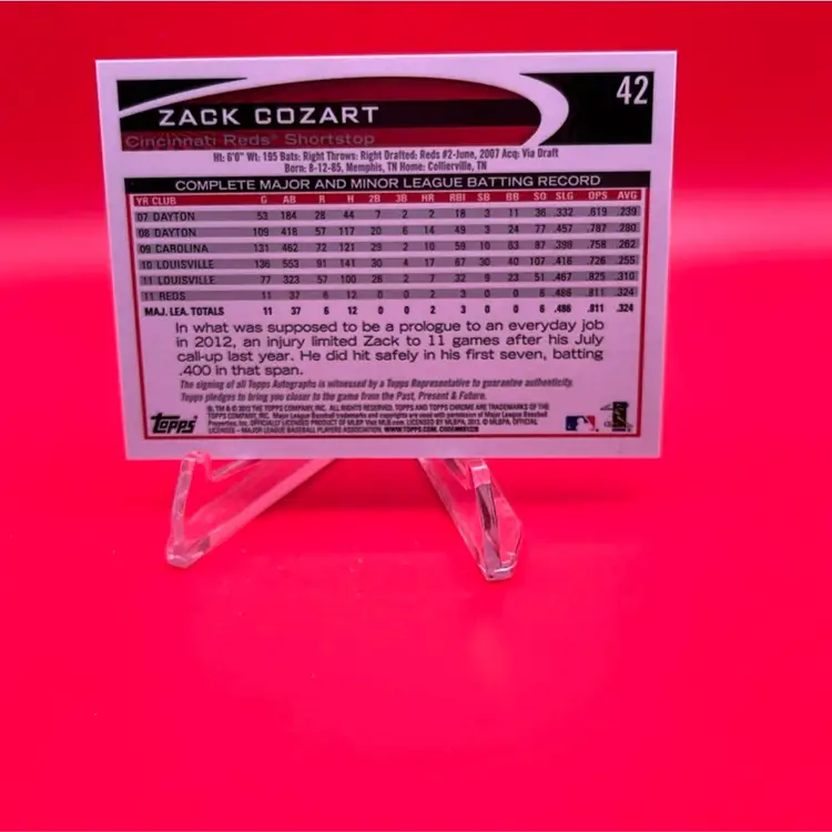Zack Cozart 2012 Topps Chrome Auto Cincinnati Reds