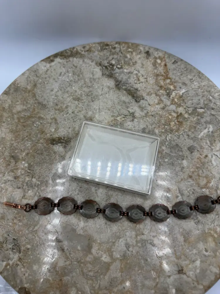 Vintage Copper Concho 8 Panel Link Bracelet  7 1/2”