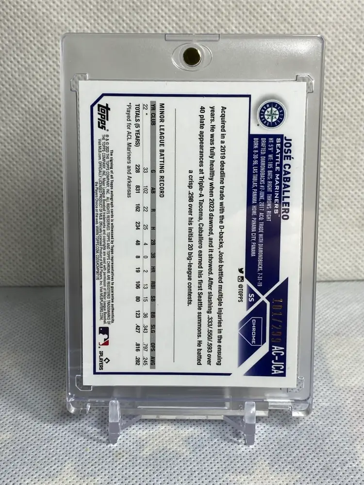 Jose Caballero RC 101/299 Auto Topps Chrome 2023 Purple Mini Diamonds Refractor