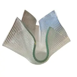 glass handkerchief vase with a ribbed texture
