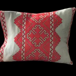 Gorgeous Red And Black On Gray Cross Stitched Pillow Cover Handstitched By My Mother