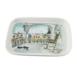 5” Trinket Dish Hand Painted Cape May By Barbara Fezzuoglio 1985