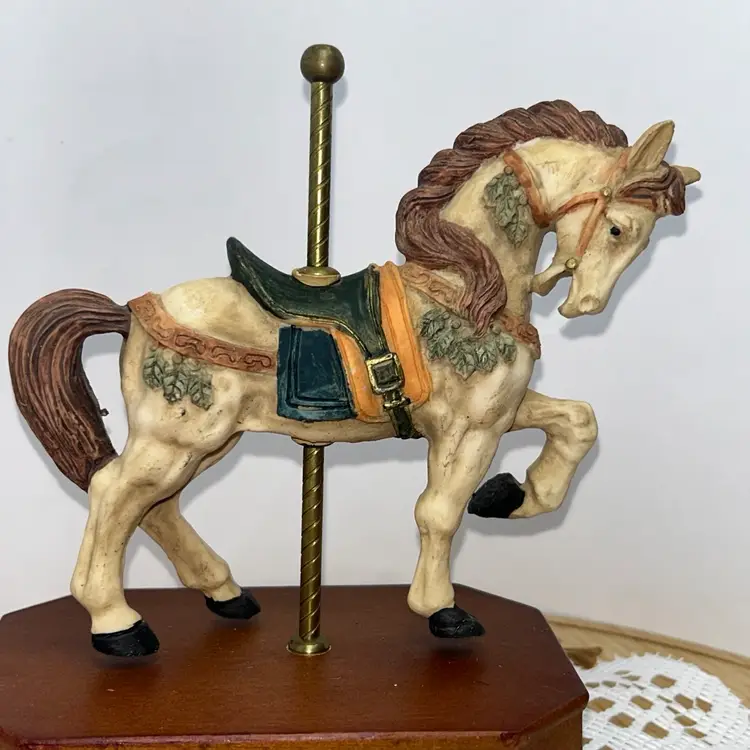 Vintage Albert E. Price Collectable Carousel Horse Figurine Music Box-1980s