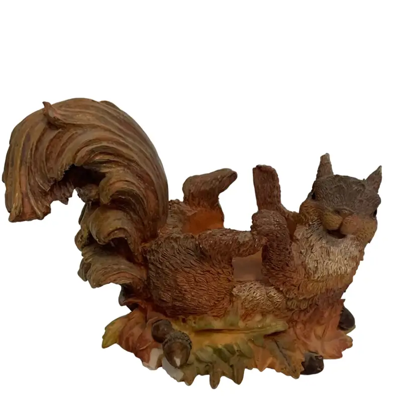 Happy Squirrel 🐿️ Frolicking And Holding Foot Candle And Votive Candle Holder Approximately 4” Tall And 5” Long