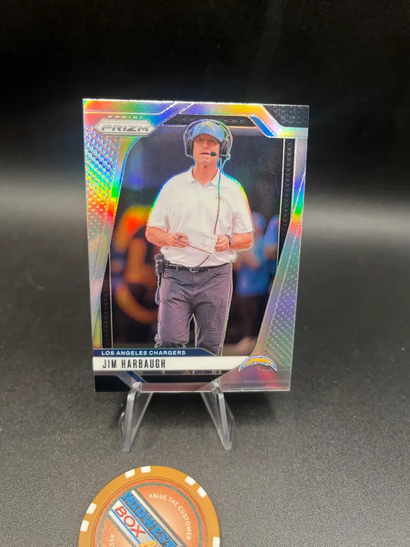 Jim Harbaugh Silver Prizm 2024 Prizm Los Angeles Chargers