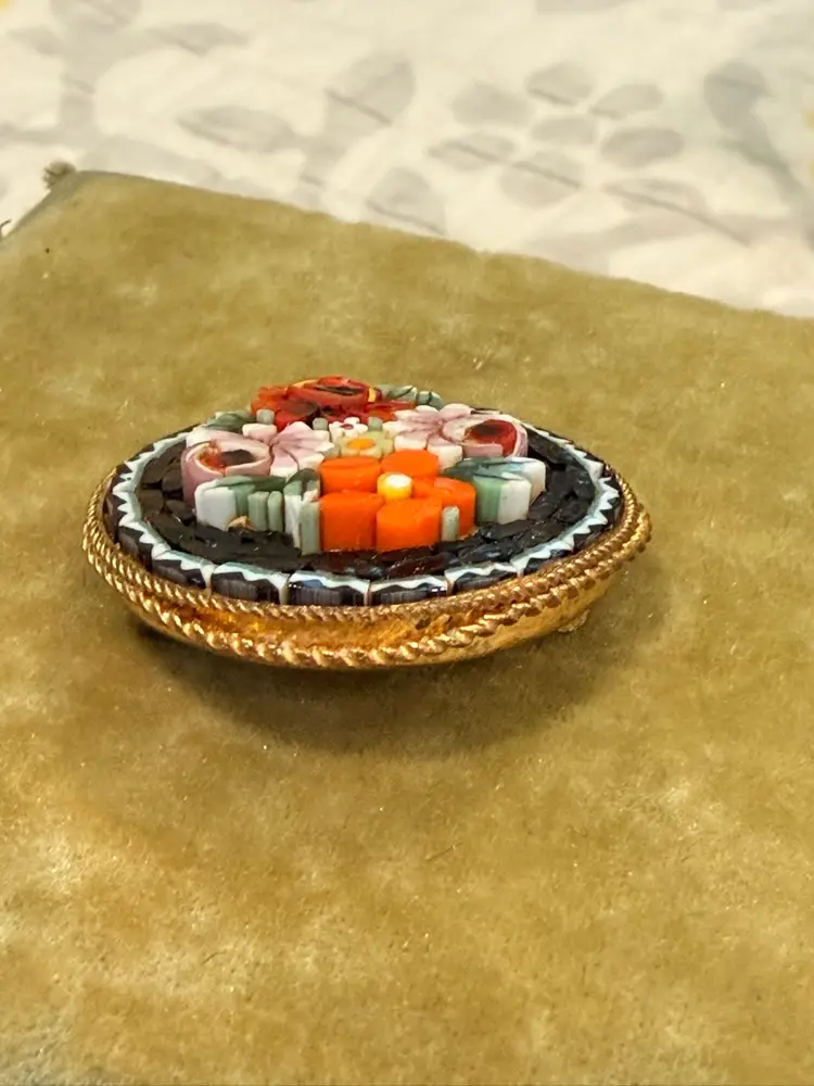 Micro Mosaic Brooch - Raised Black