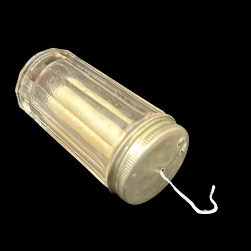 #01 Vintage Glass Jar Floss/String Holder, Antique Vanity Case Bottle For Fine Thread