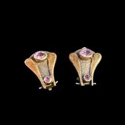 Italy Sterling Clip-on Earrings With Amethyst Stones