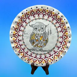 Anthropologie Owl Plate Tula Earthenware Forest Fable 8.25”