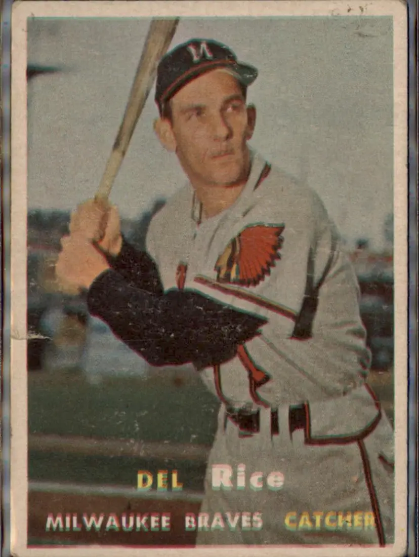 1957 Topps #193 Del Rice - ( pk1 ) - Milwaukee Braves