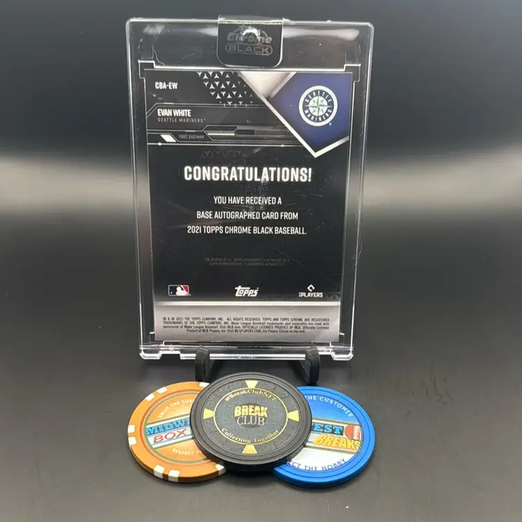 Evan White Rc Auto 2021 Topps Chrome Black Seattle Mariners