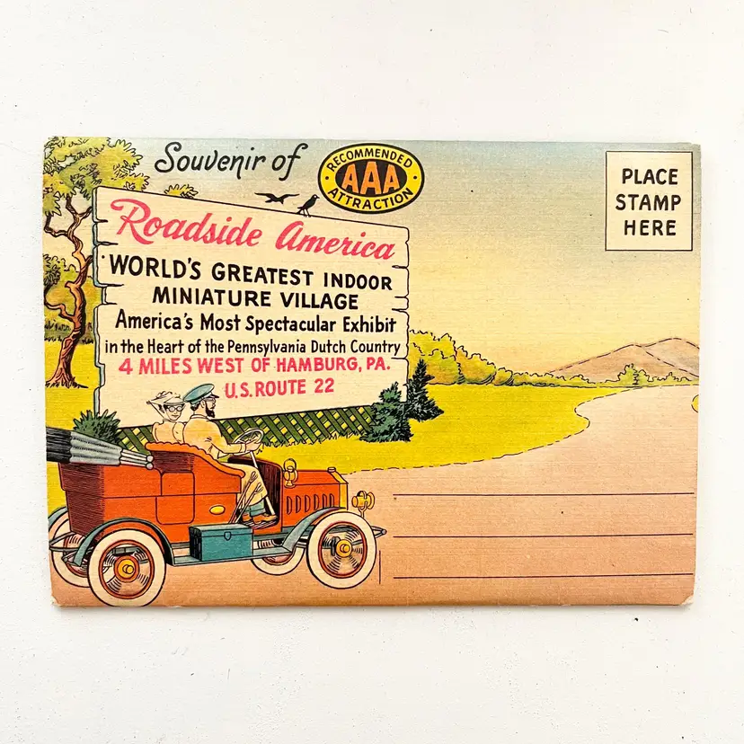 Roadside America Miniature Village Pennsylvania Dutch Country Souvenir Postcard Folder