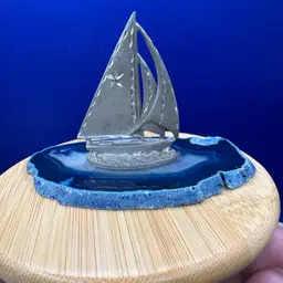 Pewter Sailboat On Agate Slice