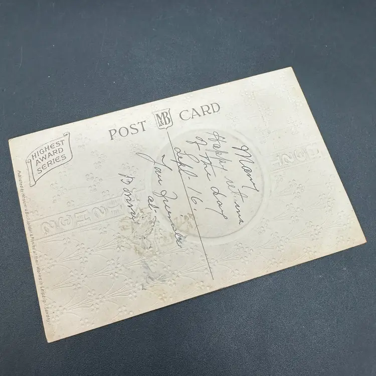 “Best Wishes” Victorian Lady Antique Meissner & Buch Highest Award Series Postcard, Unused