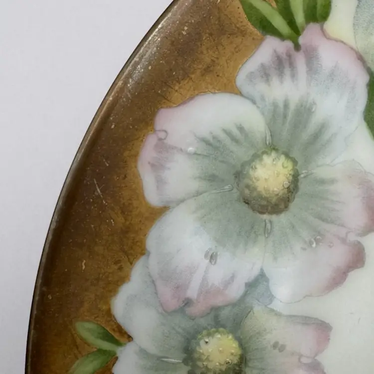 Vintage P.T. Bavaria Hand Painted Floral Plate With Gold Edge 8.5”