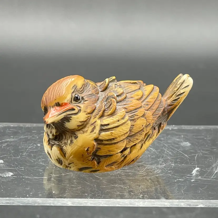 Dipinto A Mano Miniature Bird Sparrow Figurine Hand Painted VTG Itay Italian