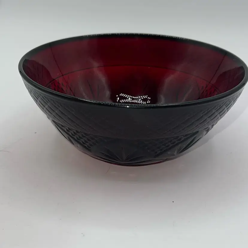 Cristal D'Arques Durand Ruby Red 5.5" Bowl Antique Pattern France