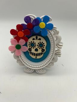 Tiny Framed Sugar Skulls - Pair