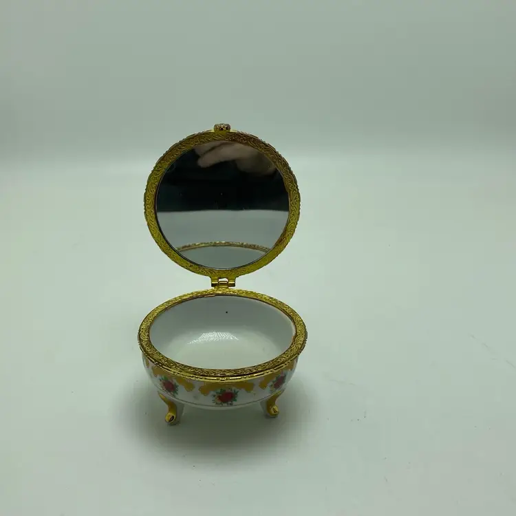 Vintage Handmade Chinese 3 Leg Trinket Box With Mirror