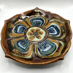 Vintage El Palomar Studio Tonala Pottery Lotus Plate 7”