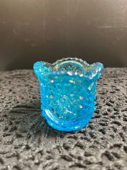 LE Smith Blue Ringed Star 2" Tooth Pick Holder-GLOWS-see Pic
