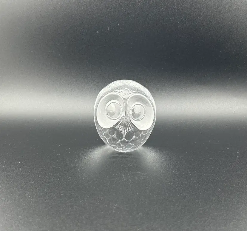 Vintage Mats Jonasson Small Lead Crystal Owl Paperweight 2”x 1.25”x 2.25”