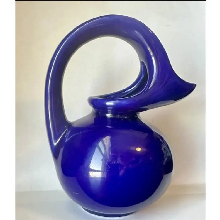 Cobalt Blue Hull Pottery Syrup Creamer Pitcher Vase Vintage 665