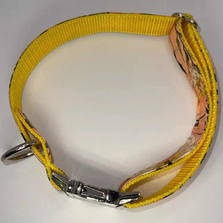 Dog Collar Yellow Butterfly Surprise Large Handmade Heavy Duty Metal Buckle NEW
