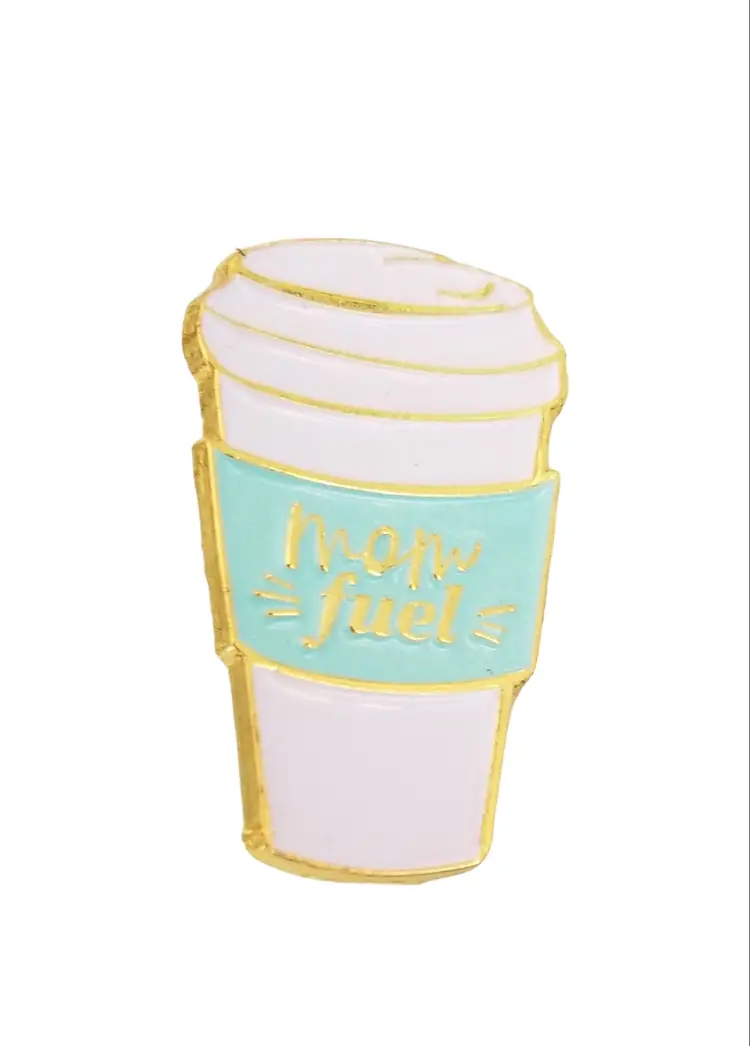 Mom Fuel Teal Blue Coffee Cup Pin, M362