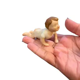 Vintage German Bisque Pottery Piano Crawling Baby Figurine