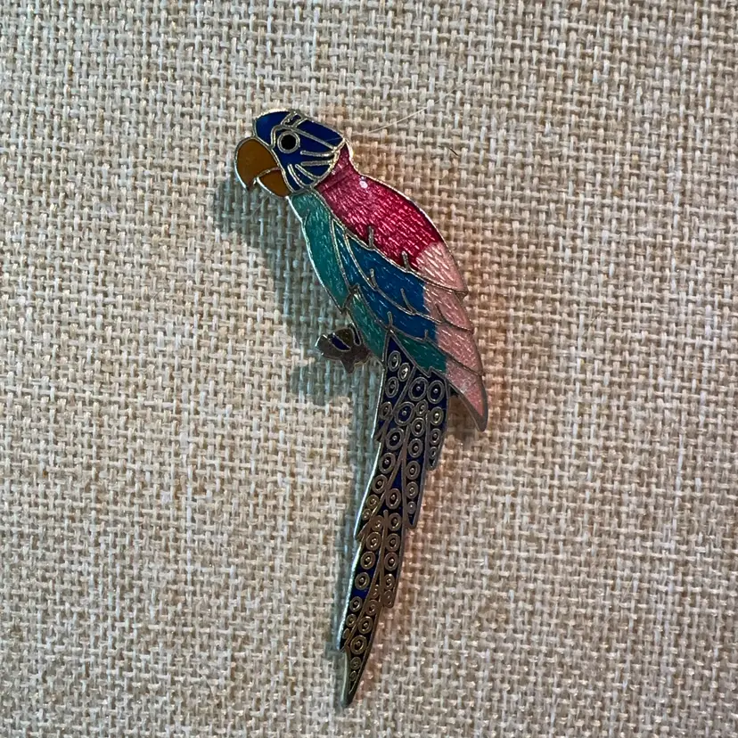 3” Parrot Cloisonné Brooch