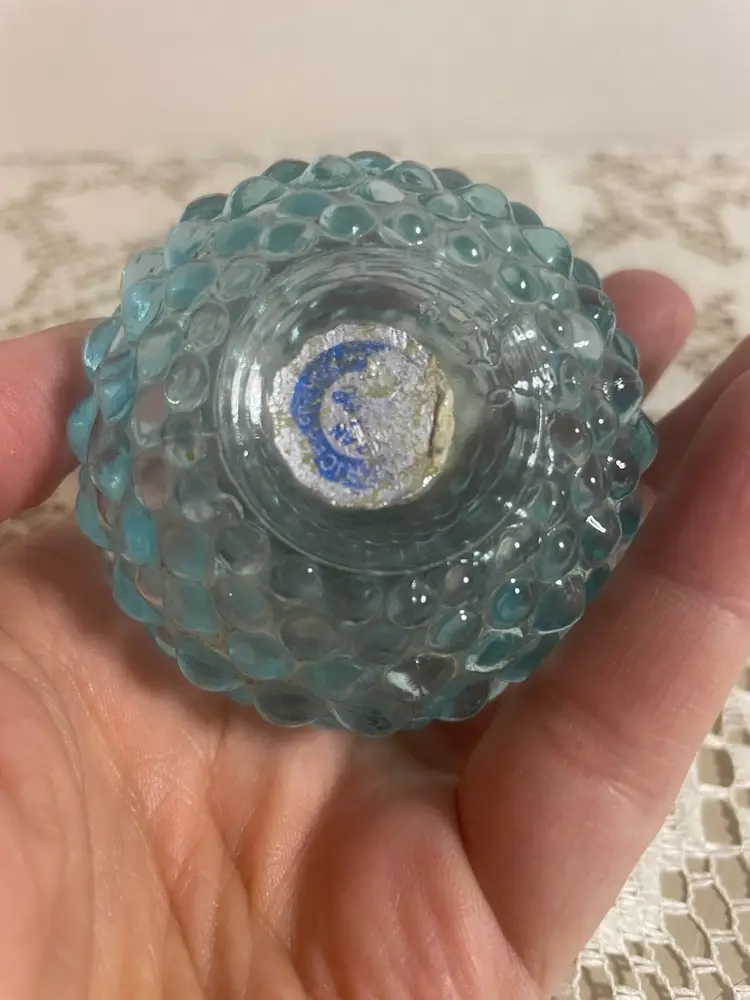 Blue Hobnail Perfume Bottle No Atomizer 3”x 2”