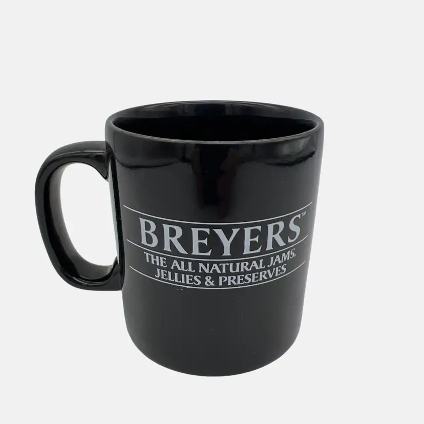 Vintage Staffordshire Kiln Craft Coffee Mug Breyers Jams Jellies Preserves 3.5"