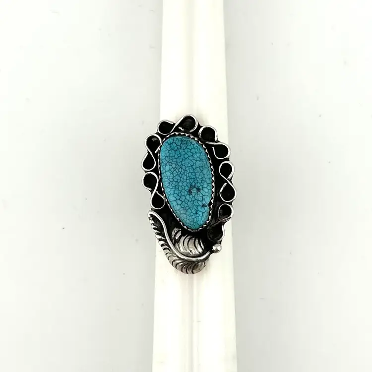 Vintage Sterling Silver Turquoise Ring Size 7