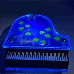 Vintage Schmid Lucite Piano Music Box! Plays “When Irish Eyes Are Smiling”! 2 3/4”  Tall 4” Wide! UV Glow 😎