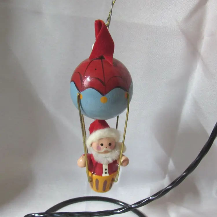 Avon Wooden Santa in Hot Air Ballon 1980's