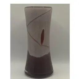 Art Glass Vase, Plum And White, 6 1/2” Tall, 3” At Base