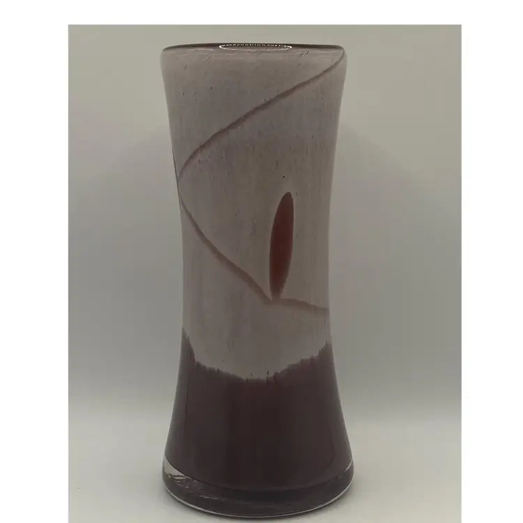 Art Glass Vase, Plum And White, 6 1/2” Tall, 3” At Base