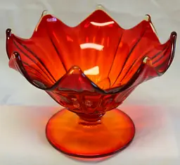 Vintage Amberina Glass Pedestal Bowl