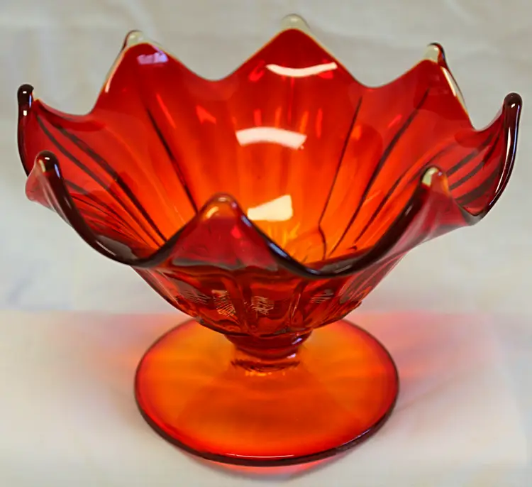 Vintage Amberina Glass Pedestal Bowl