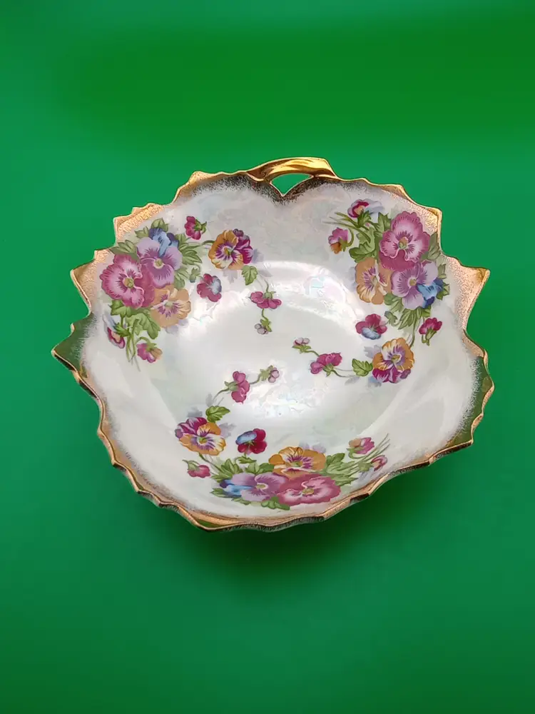 Vintage Trimont Ware Pansy Lusterware Bowl