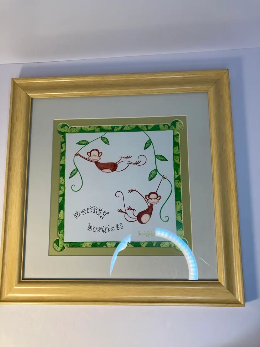 Sandy Russell Monkey Business 13x13 Framed Picture Originally Sold/Target 2007